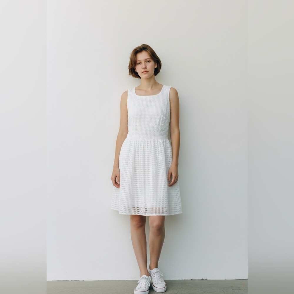 Michael Kors White Eyelet Cotton Dress Size 4 Summer